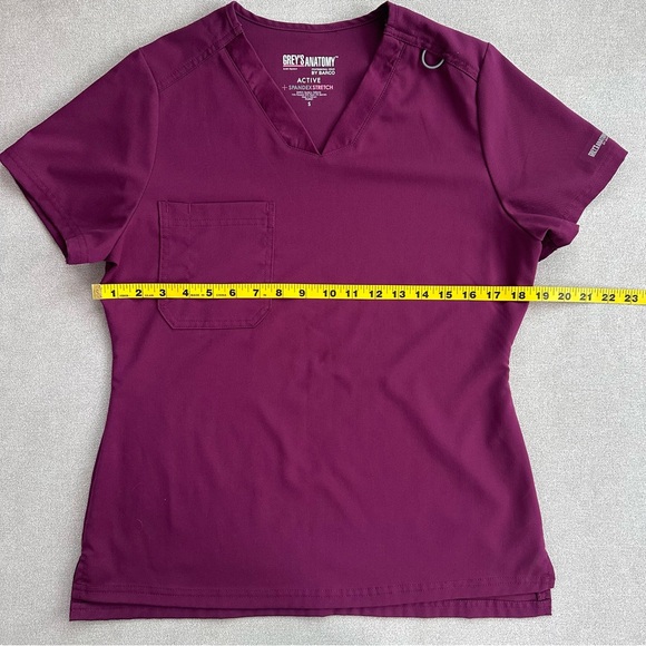 Grey's Anatomy Women's Active V Neck Scrub Top. Small. Maroon - Picture 4 of 5